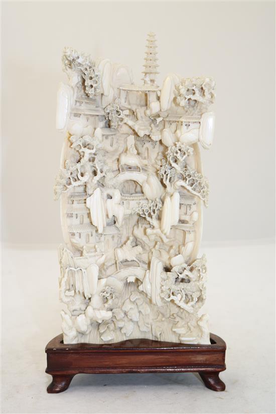 A Chinese ivory carving, first half 20th century, total height 25cm